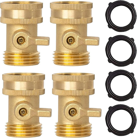 Garden Hose Shut Off Valve 3/4 Inch Solid Brass Heavy Duty Flow Control for Garden Watering Gold 4 Pack, Brass Construction
