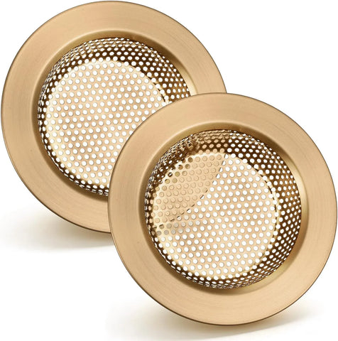 Kitchen Sink Strainer 2 Pack, Stainless Steel Drain Basket Cover Food and Hair Catcher for Kitchen Sink, Champagne Bronze, 4.4 Inch In Australia - Darrahopens