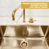Kitchen Sink Strainer 2 Pack, Stainless Steel Drain Basket Cover Food and Hair Catcher for Kitchen Sink, Champagne Bronze, 4.4 Inch