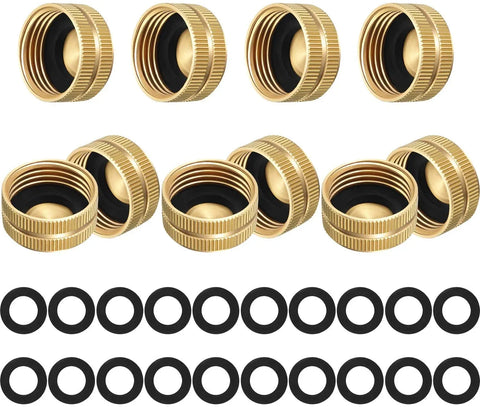 10 Pack Brass Garden Hose End Caps, 3/4 Inch Female Spigot Caps with 20 Washers for Home Garden Use, Brass Construction In Australia - Darrahopens
