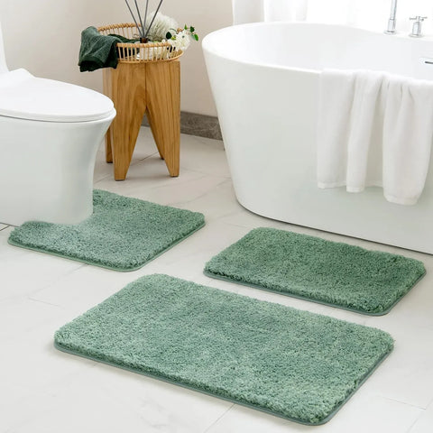 Bathroom Rug Set 3 Piece with U Shaped Toilet Rug for Bathroom Sage Green 20x30 16x24 U 20x24, Daily Comfort Use In Australia - Darrahopens