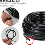 1/4 Inch Drip Irrigation Tubing, 50 Ft PVC Water Line Hose for Garden Watering, Black, Durable Plastic Construction