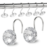 12 Pcs Shower Curtain Hooks Acrylic Crystal Diamond Decorative Rustproof Rings for Bathroom Rods White, Daily Comfort Use In Australia - Darrahopens