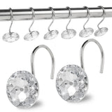 12 Pcs Shower Curtain Hooks Acrylic Crystal Diamond Decorative Rustproof Rings for Bathroom Rods White, Daily Comfort Use In Australia - Darrahopens