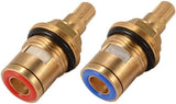 2 Pcs Faucet Ceramic Valve Cartridges Quarter Turn Replacement for Hot and Cold Taps, 1/2 Inch, Replacement Use