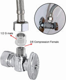 2 Pack Pipe Fitting Reducer Bushing, Nickel Plated Brass, 1/2 G Male to 3/8 Compression Female for Plumbing Connections
