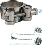 4 Pack 1 Inch T Bolt Hose Clamps, Heavy Duty Stainless Steel, for 26mm to 28mm ID Hoses, Silver, Stainless Steel Construction In Australia - Darrahopens