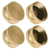 Brass Garden Hose End Caps 4 Pack, 3/4 Inch Female Faucet Plugs with Gaskets for Outdoor Watering Leak Repair, Brass Construction
