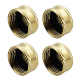 Brass Garden Hose End Caps 4 Pack, 3/4 Inch Female Faucet Plugs with Gaskets for Outdoor Watering Leak Repair, Brass Construction
