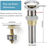 Bathroom Sink Drain Pop Up Assembly with Detachable Strainer Basket, Stainless Steel for Vanity Sink, Brushed Nickel