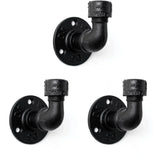 Bathroom Towel Hooks 3 Pack, Vintage Industrial Pipe Wall Mounted Heavy Duty Hooks for Farmhouse Kitchen, Black In Australia - Darrahopens