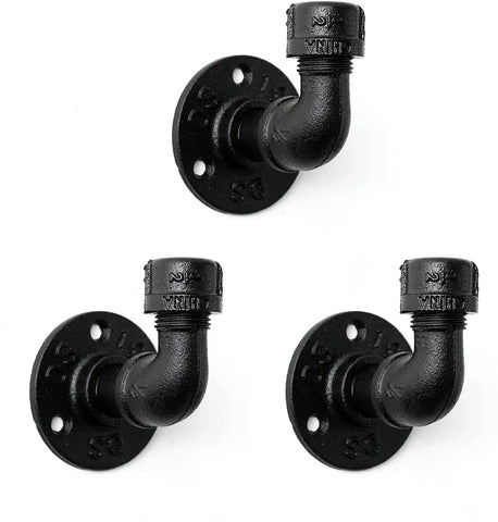 Bathroom Towel Hooks 3 Pack, Vintage Industrial Pipe Wall Mounted Heavy Duty Hooks for Farmhouse Kitchen, Black In Australia - Darrahopens