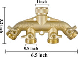 Brass Garden Hose 4 Way Splitter Bundle, Heavy Duty Aluminum Quick Connect Fittings for Yard and Garden Use, Aluminum Construction
