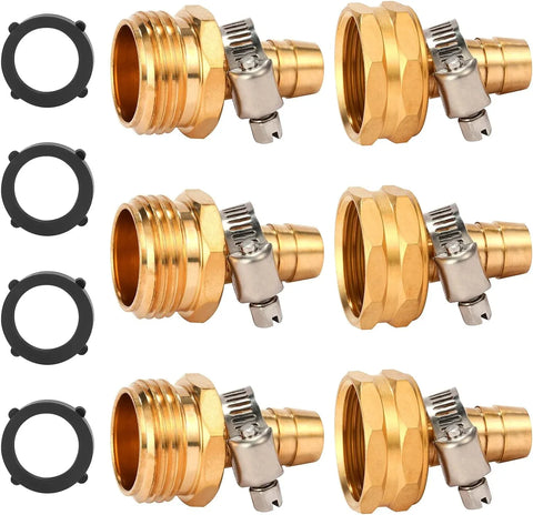 Garden Hose Repair Mender Kit Brass 1/2 Inch Fittings with Stainless Clamps for Hose Repair 3 Set, Brass Construction In Australia - Darrahopens