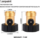 Brass Garden Hose Shut Off Valve Heavy Duty Water Control for Garden Hose 3/4 Inch 2 Pack, Brass Construction, Heavy Duty Use