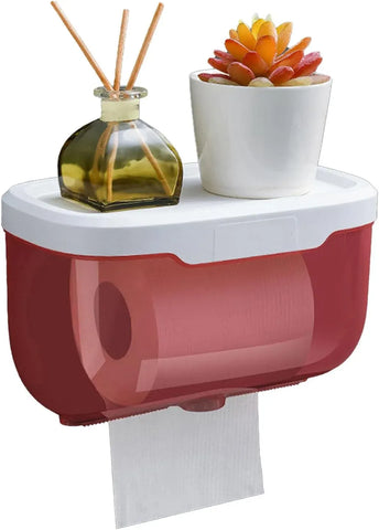 Enclosed Toilet Paper Holder with Cover, Wall Mounted Clear Plastic Roll Protector for Bathroom, Holds Phone and Wipes, Pink In Australia - Darrahopens