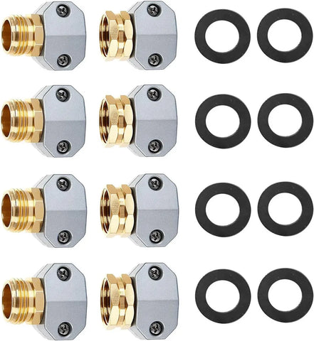 Garden Hose Repair Kit Aluminum Male Female Connectors with Zinc Clamps for 3/4 Inch and 5/8 Inch Hose, 4 Sets In Australia - Darrahopens