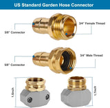 Garden Hose Repair Kit Aluminum Male Female Connectors with Zinc Clamps for 3/4 Inch and 5/8 Inch Hose, 4 Sets
