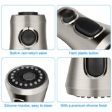 Pull Down Kitchen Faucet Spray Head Replacement, 3 Spray Modes, G1/2 Sink Aerator for Kitchen Sink, Brushed Nickel
