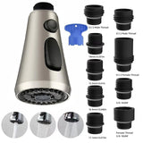 Pull Down Kitchen Faucet Spray Head Replacement, 3 Spray Modes, G1/2 Sink Aerator for Kitchen Sink, Brushed Nickel