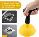 Sink Plunger Drain Clog Remover with Mini Short Handle, Easy Unclogging Tool for Kitchen Sink, Bathroom Toilet, Shower Tub, Yellow