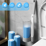 Disposable Toilet Brush Set with 24 Replacement Refills, Marine Scented Sponges, Wall Mounted Bowl Cleaner for Bathroom, Extended Handle