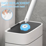 Disposable Toilet Brush Set with 24 Replacement Refills, Marine Scented Sponges, Wall Mounted Bowl Cleaner for Bathroom, Extended Handle