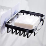 Wall Mounted Soap Dish Holder, Aluminum Soap Box Basket for Bathroom Shower Kitchen Sink and Home Storage, Black