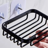 Wall Mounted Soap Dish Holder, Aluminum Soap Box Basket for Bathroom Shower Kitchen Sink and Home Storage, Black
