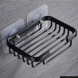 Wall Mounted Soap Dish Holder, Aluminum Soap Box Basket for Bathroom Shower Kitchen Sink and Home Storage, Black