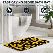 1 Piece Bathroom Rug, Non-Slip Quick Dry Bath Mat with Sunflower Pattern for Tub, Shower, Floor and Indoor Outdoor Use