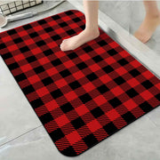 1 Piece Buffalo Plaid Bathroom Rug, Non-Slip Quick Dry Bath Mat for Tub, Shower, Floor and Indoor Outdoor Use, Red and Black In Australia - Darrahopens