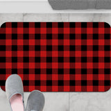 1 Piece Buffalo Plaid Bathroom Rug, Non-Slip Quick Dry Bath Mat for Tub, Shower, Floor and Indoor Outdoor Use, Red and Black