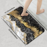 1 Piece Marble Bathroom Rug, Non-Slip Quick Dry Bath Mat for Tub, Shower, Floor and Indoor Outdoor Use, Black and Gold