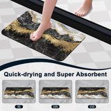 1 Piece Marble Bathroom Rug, Non-Slip Quick Dry Bath Mat for Tub, Shower, Floor and Indoor Outdoor Use, Black and Gold