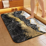 1 Piece Marble Bathroom Rug, Non-Slip Quick Dry Bath Mat for Tub, Shower, Floor and Indoor Outdoor Use, Black and Gold