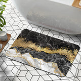 1 Piece Marble Bathroom Rug, Non-Slip Quick Dry Bath Mat for Tub, Shower, Floor and Indoor Outdoor Use, Black and Gold