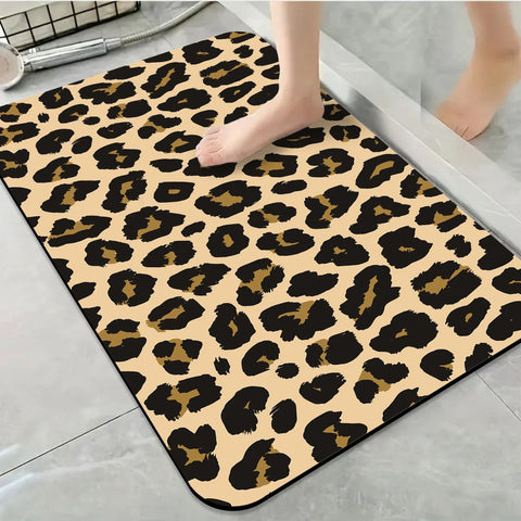 1 Piece Leopard Print Bathroom Rug, Non-Slip Quick Dry Bath Mat for Tub, Shower, Floor and Indoor Outdoor Home Use In Australia - Darrahopens