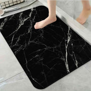 1 Piece Marble Texture Bathroom Rug, Non-Slip Quick Dry Bath Mat for Tub, Shower, Floor and Indoor Outdoor Use, Black In Australia - Darrahopens