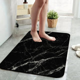 1 Piece Marble Texture Bathroom Rug, Non-Slip Quick Dry Bath Mat for Tub, Shower, Floor and Indoor Outdoor Use, Black In Australia - Darrahopens