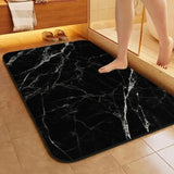 1 Piece Marble Texture Bathroom Rug, Non-Slip Quick Dry Bath Mat for Tub, Shower, Floor and Indoor Outdoor Use, Black In Australia - Darrahopens