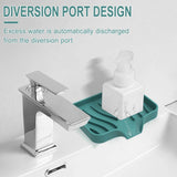 Silicone Bathroom Soap Dishes with Drain Spout-Bathroom and Kitchen Sink Organizer, Sponge Holder, Dish Soap Tray, Perfect for Dispenser, Grey