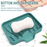 Silicone Bathroom Soap Dishes with Drain Spout-Bathroom and Kitchen Sink Organizer, Sponge Holder, Dish Soap Tray, Perfect for Dispenser, Grey