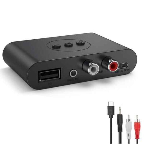 Bluetooth 5.2 Audio Receiver NFC USB Memory RCA 3.5mm Aux USB Stereo Music Wireless Adapter Wireless, Plastic + Metal material, Black Color In Australia - Darrahopens