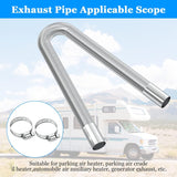 Exhaust pipe for parking heater, 60 cm stainless steel exhaust pipe Car exhaust pipe with 2 stainless steel clamps for diesel heater 60cm