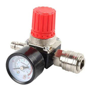 1 pc Compressed Air Reducer, 1/4 Pressure Reducer, 4-hole Pressure Regulator with Gauge, Compressor, PC + Metal material In Australia - Darrahopens