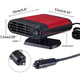 Car defroster windshield demister 12V car heater 360 degree rotatable 150W portable car fan with suction cup mount, Plastic material, Black Color In Australia - Darrahopens