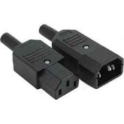 1 pair AC250V 10A IEC C14 male C13 female, 3 pin terminals Inline adapter contact power socket, Copper material In Australia - Darrahopens