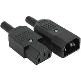 1 pair AC250V 10A IEC C14 male C13 female, 3 pin terminals Inline adapter contact power socket, Copper material In Australia - Darrahopens
