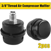 2 Pieces Air Filter Silencer, Air Compressor Filter Silencer, 3/8" Air Compressor Filter 16mm, Metal material, exhaust sound control, Black Color
